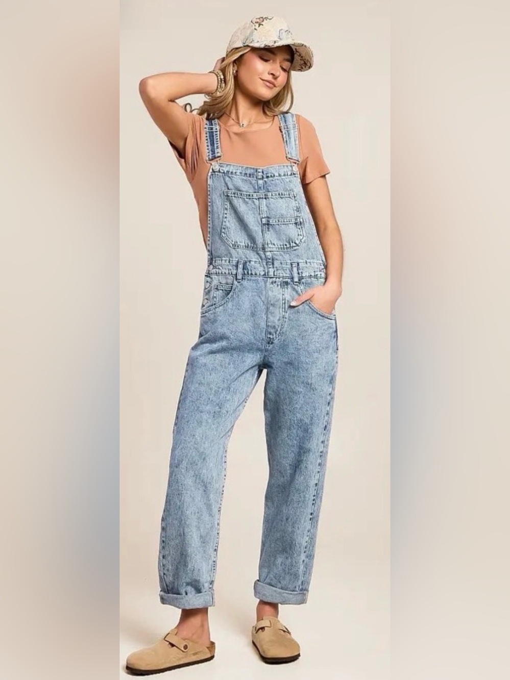 Free People We The Free ZIGGY Denim Overall Straight Leg. Size Large